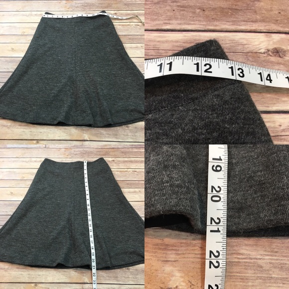 Size 0 LOFT Gray Flare Bell Knee Length Skirt - Picture 2 of 8